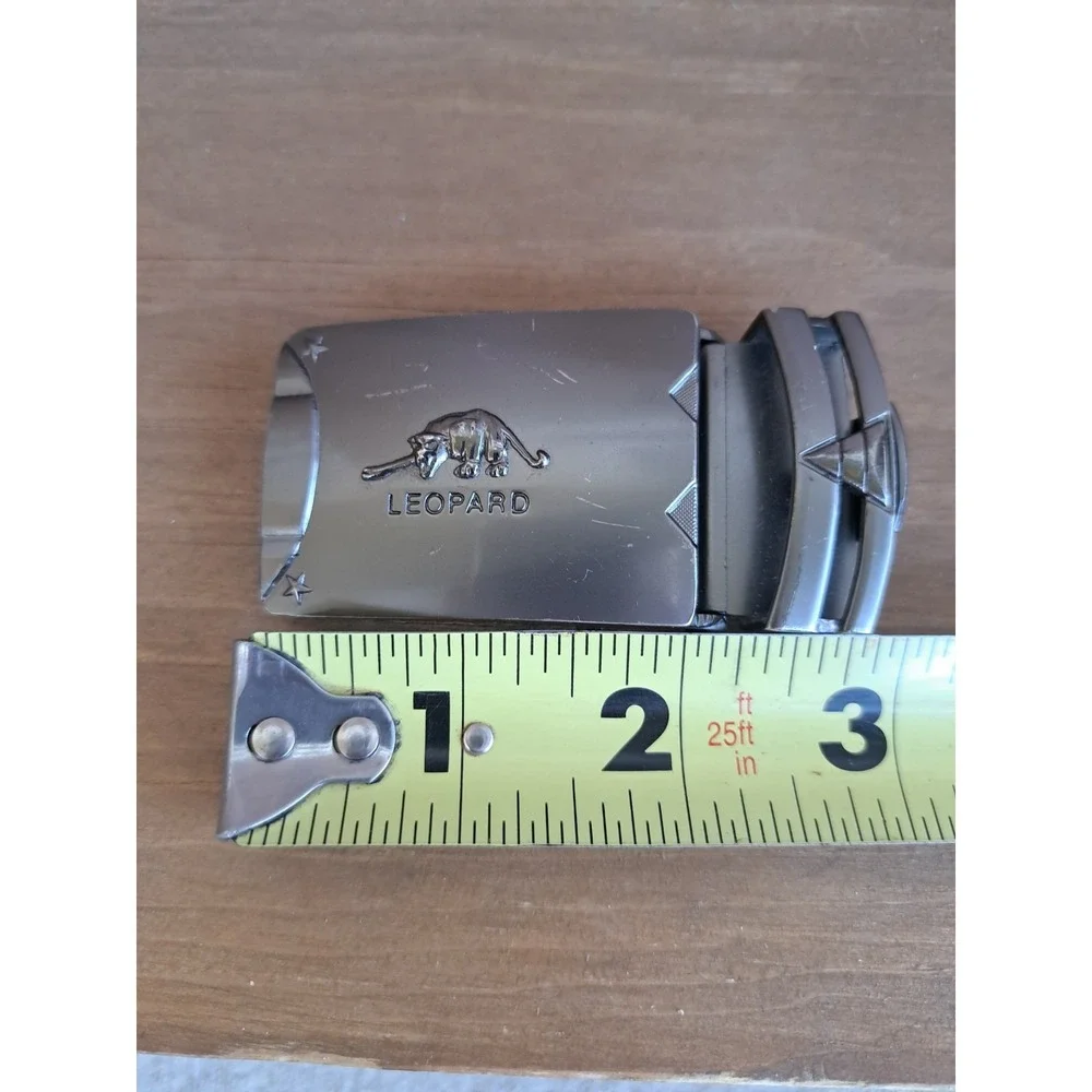 Men's Gunmetal-Tone Automatic Ratcheting Belt Buckle Leopard For 34-35 mm Belt